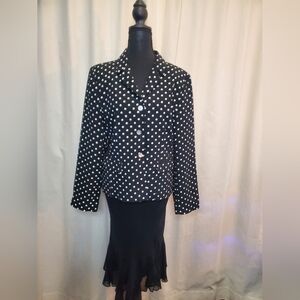 Adolfo Black and White Polka Dot Suit Jacket